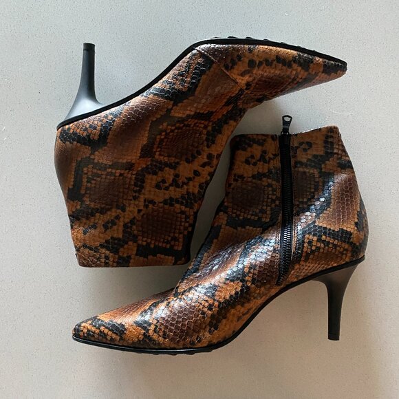 Rag & Bone Beha Moto Stiletto Bootie - Snakeskin - Golden Brown - Picture 1 of 10